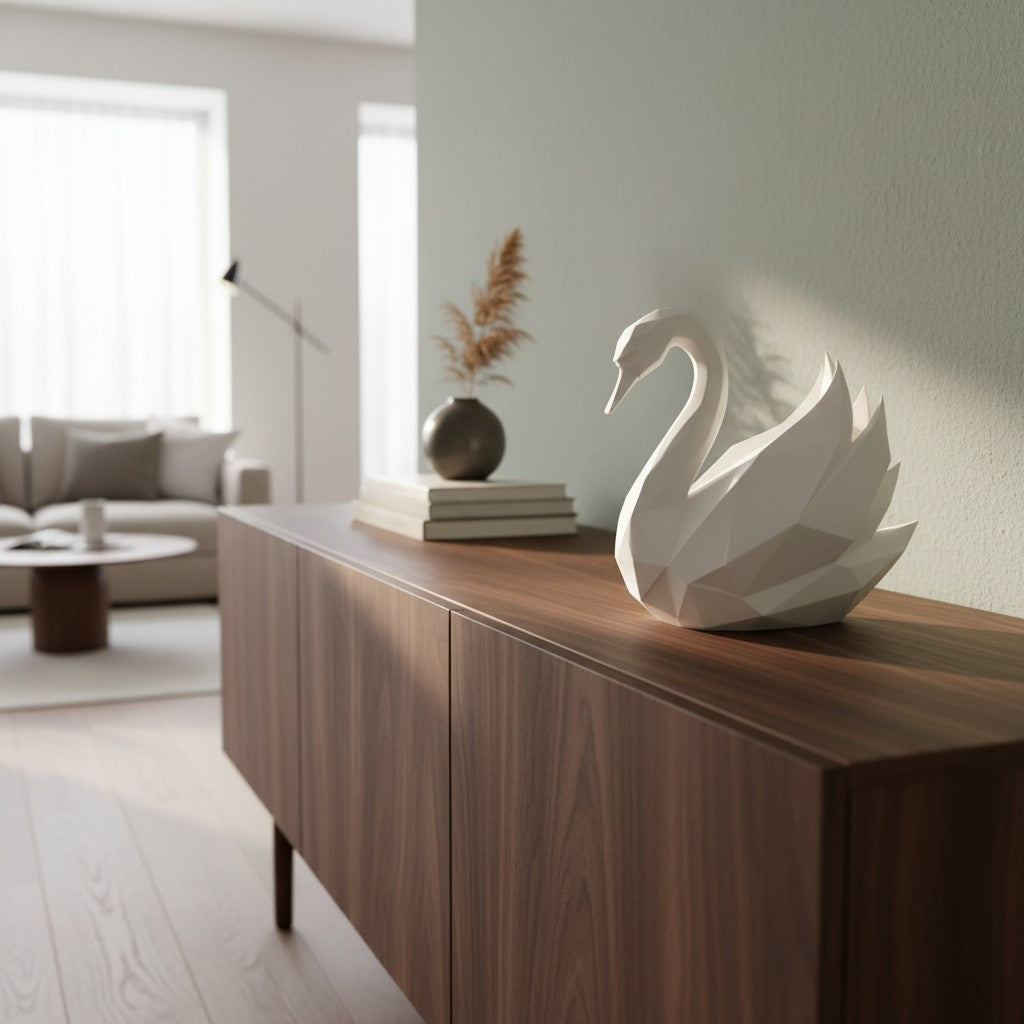 Low-Poly Schwan – Geometrische Skulptur