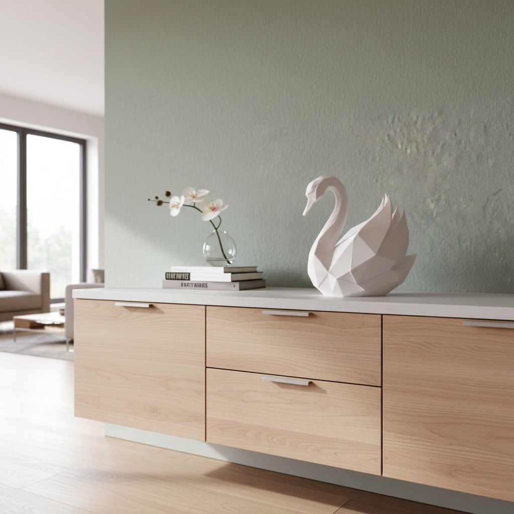 Low-Poly Schwan – Geometrische Skulptur