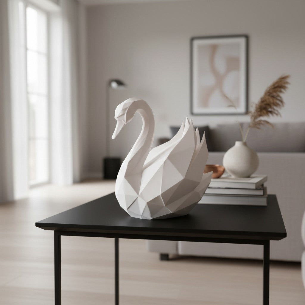 Low-Poly Schwan – Geometrische Skulptur