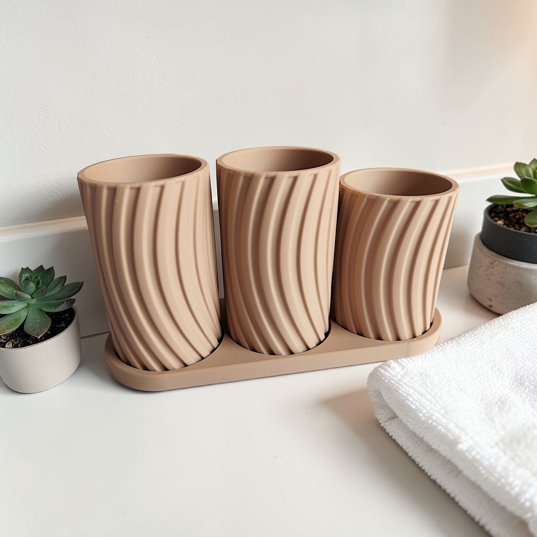 Zahnbürstenhalter-Set – 3er-Set mit Tablett