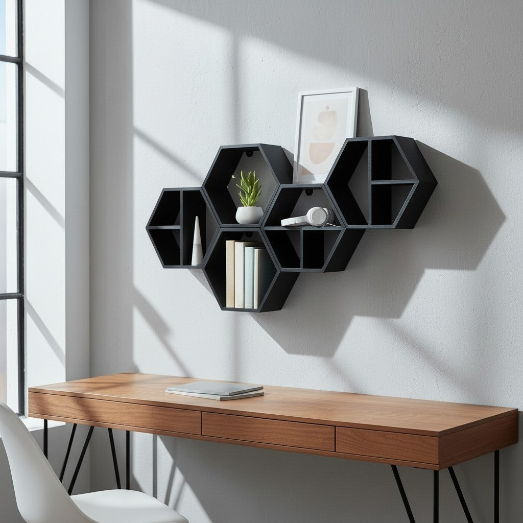 Hexagon Regal-Set – Modulares Wandregal