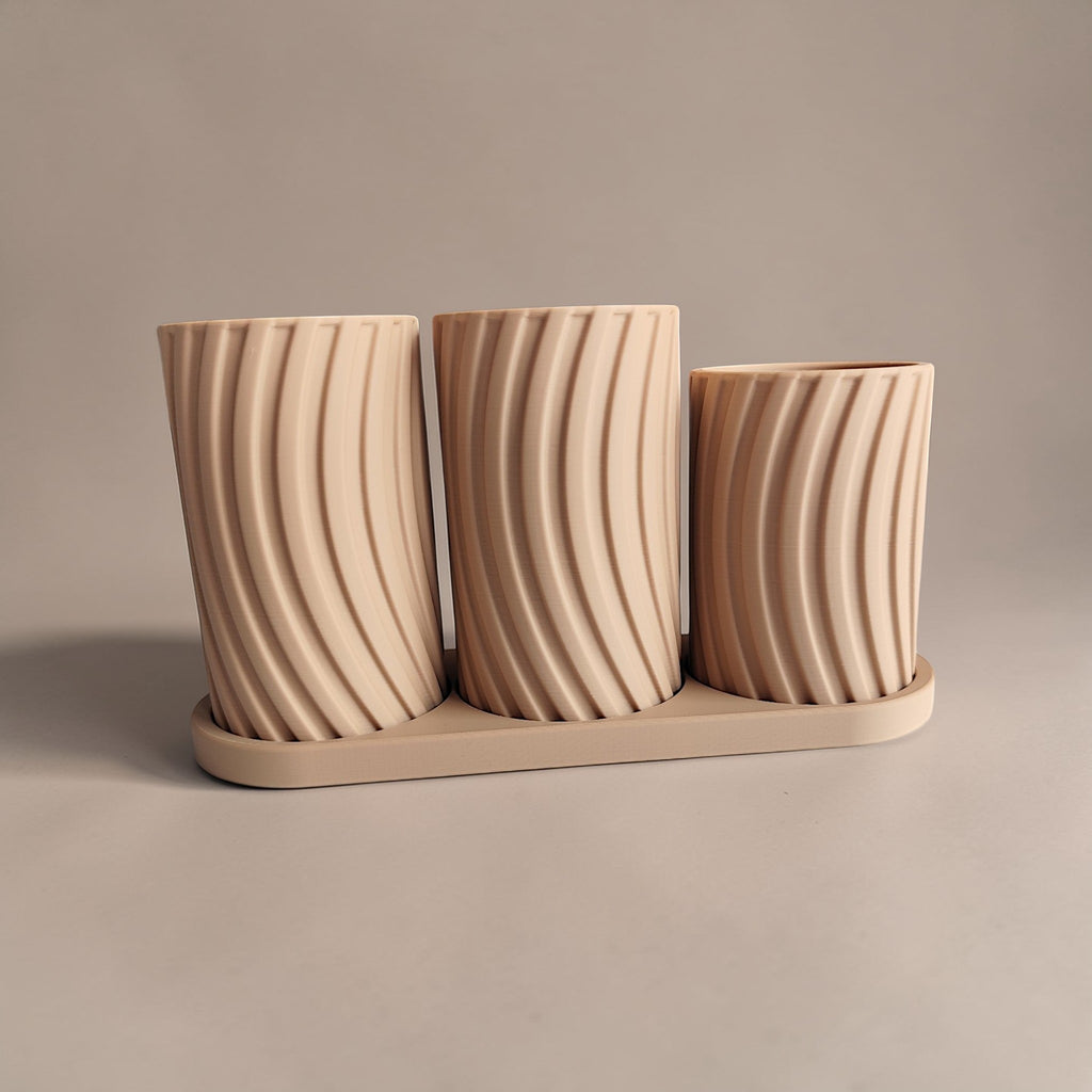 Zahnbürstenhalter-Set – 3er-Set mit Tablett