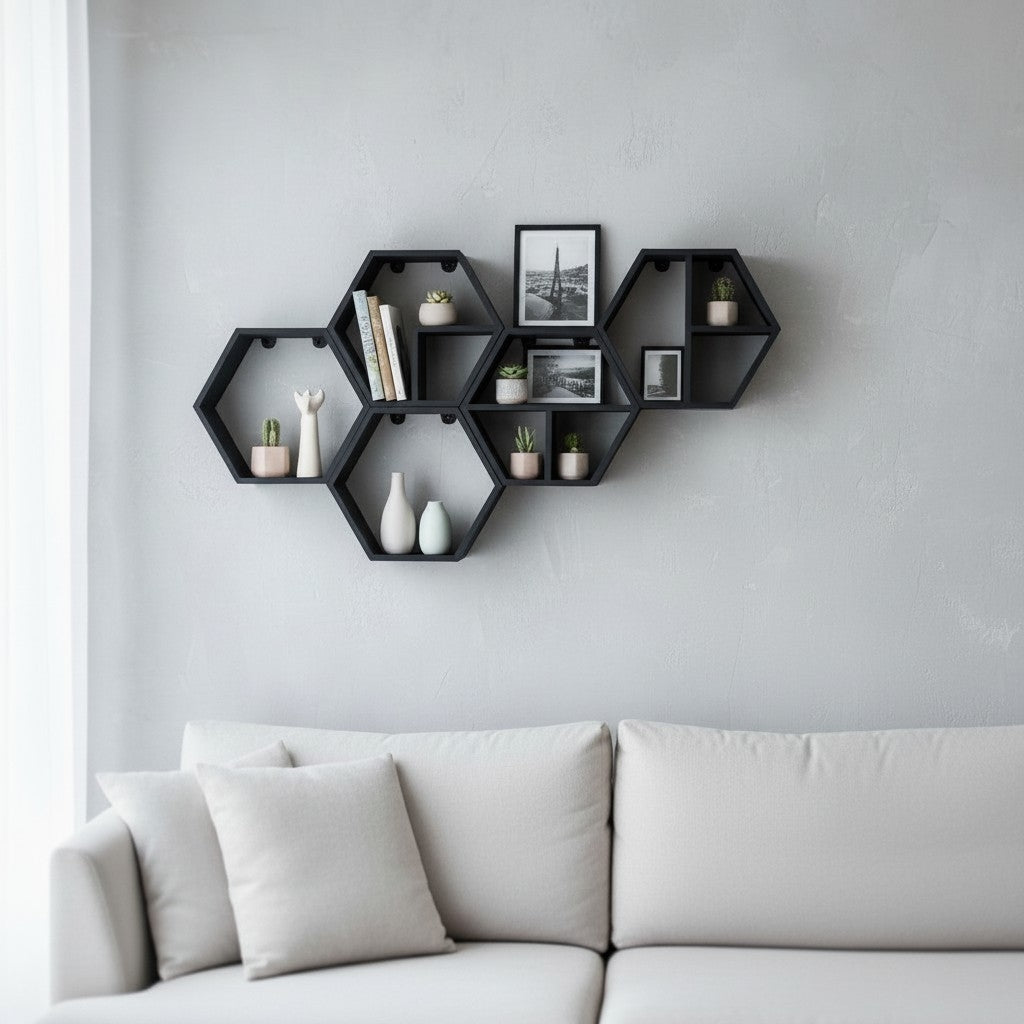 Hexagon Regal-Set – Modulares Wandregal